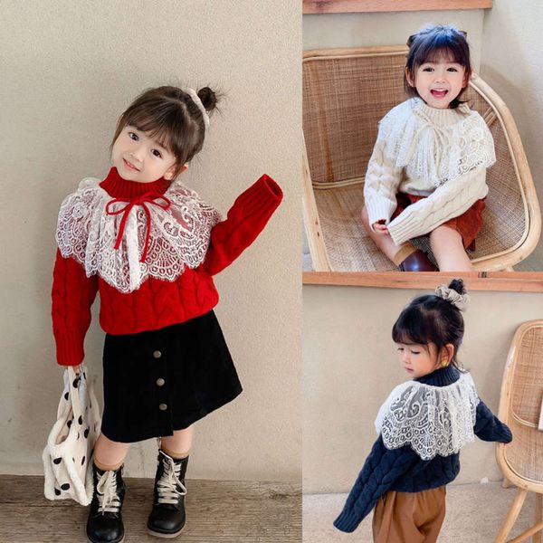 fashion autumn new winter girl's 2020 lace collar sweater children's cute pullover, Blue
fashion autumn new winter girl's 2020 lace collar sweater children's cute pullover, Blue