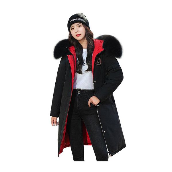 women x-long winter jacket fur collar hooded liner detachable bio down coat oversize windproof cotton padded parkas, Black
women x-long winter jacket fur collar hooded liner detachable bio down coat oversize windproof cotton padded parkas, Black