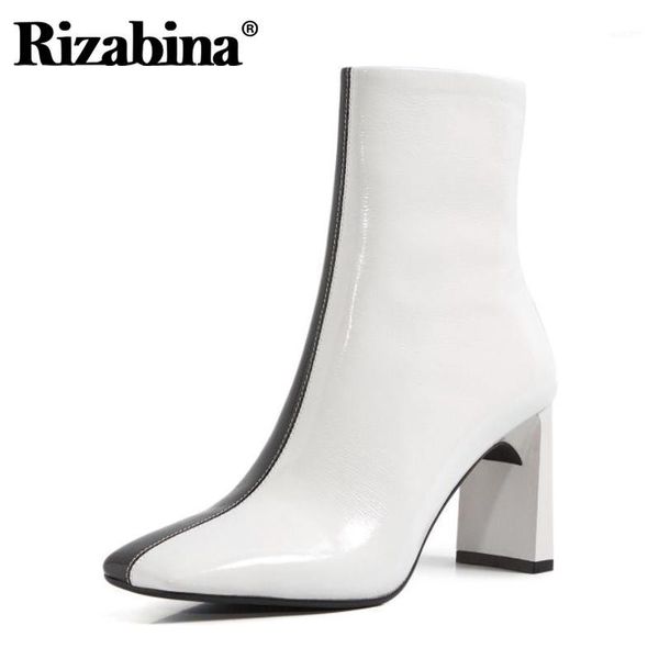 boots rizabina women genuine leather ankle mixed color zipper square toe thick high heel party shoes outdoor fashion size 34-401, Black
boots rizabina women genuine leather ankle mixed color zipper square toe thick high heel party shoes outdoor fashion size 34-401, Black