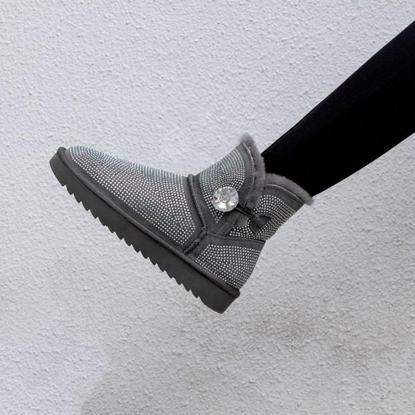 grey suede women winter snow boots platform warm wool ankle botines crystal decor outside short botines side buckle bottes woman, Black
grey suede women winter snow boots platform warm wool ankle botines crystal decor outside short botines side buckle bottes woman, Black