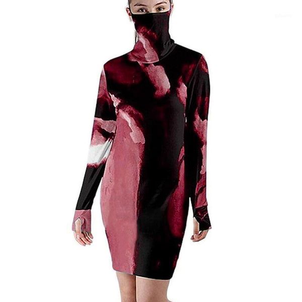 long sleeve women short dresses tie-dye print mask autumn dress gradient printed straight dress loose slim1, Black;gray 
long sleeve women short dresses tie-dye print mask autumn dress gradient printed straight dress loose slim1, Black;gray