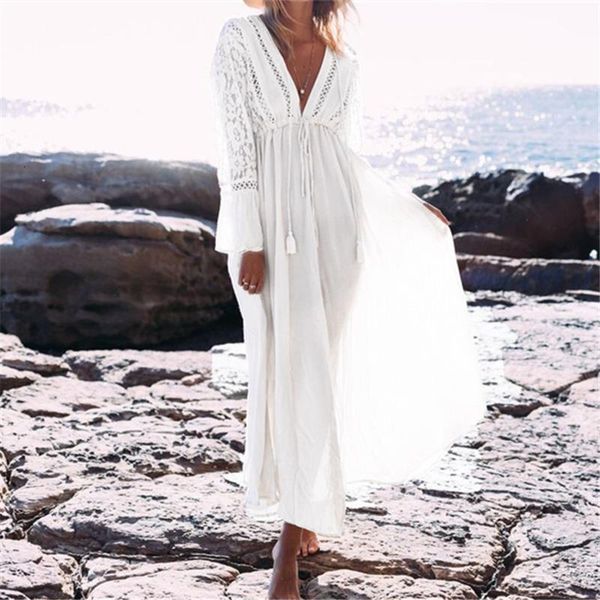 boho deep v neck hollow out long dress women plus size summer beach tunic white cotton a line long dress vestidos, Black;gray
boho deep v neck hollow out long dress women plus size summer beach tunic white cotton a line long dress vestidos, Black;gray