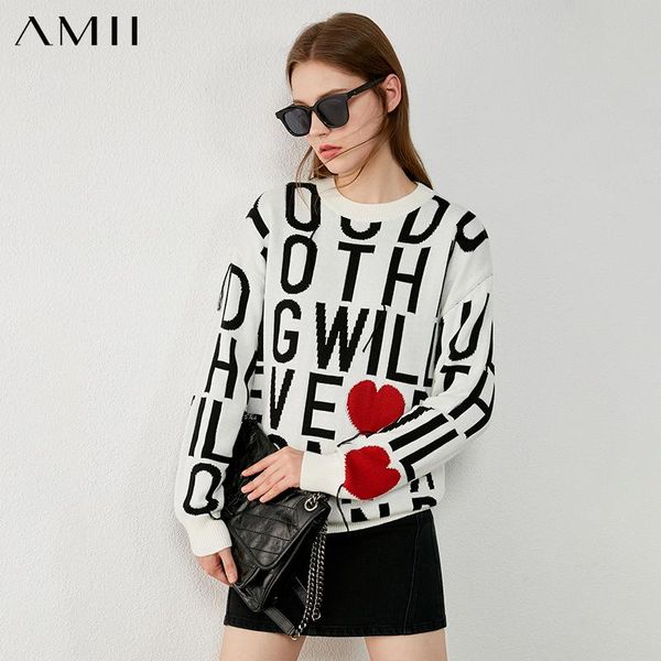 amii minimalism autumn winter sweaters for women fashion oneck letter print loose women's sweater female pullover 12070525, White;black
amii minimalism autumn winter sweaters for women fashion oneck letter print loose women's sweater female pullover 12070525, White;black