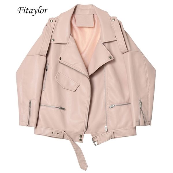 fitaylor autumn women faux soft leather loose coat turndown collar zipper pu motorcycle overcoat female rivet punk jacket y201012, Black;brown
fitaylor autumn women faux soft leather loose coat turndown collar zipper pu motorcycle overcoat female rivet punk jacket y201012, Black;brown