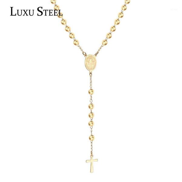 luxusteel gold/silver beaded cross necklace stainless steel length 52cm+7cm rosary christian catholic religious jewelry1
luxusteel gold/silver beaded cross necklace stainless steel length 52cm+7cm rosary christian catholic religious jewelry1