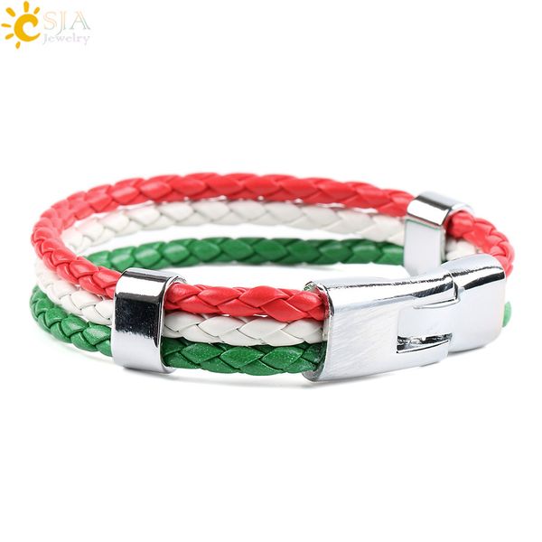 csja spain russia canada brazil france nation flag sports wristband men & women pu leather braided bracelets jewellery p064q1228, Silver
csja spain russia canada brazil france nation flag sports wristband men & women pu leather braided bracelets jewellery p064q1228, Silver