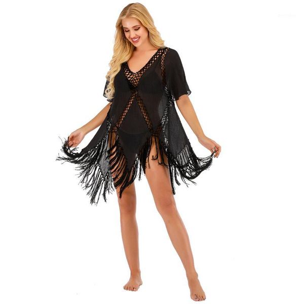 women's swimwear women 2021 summer loose beach dress tunic solid bikini cover up swimsuit beachwear tassel hollow cover-ups1, White;black
women's swimwear women 2021 summer loose beach dress tunic solid bikini cover up swimsuit beachwear tassel hollow cover-ups1, White;black
