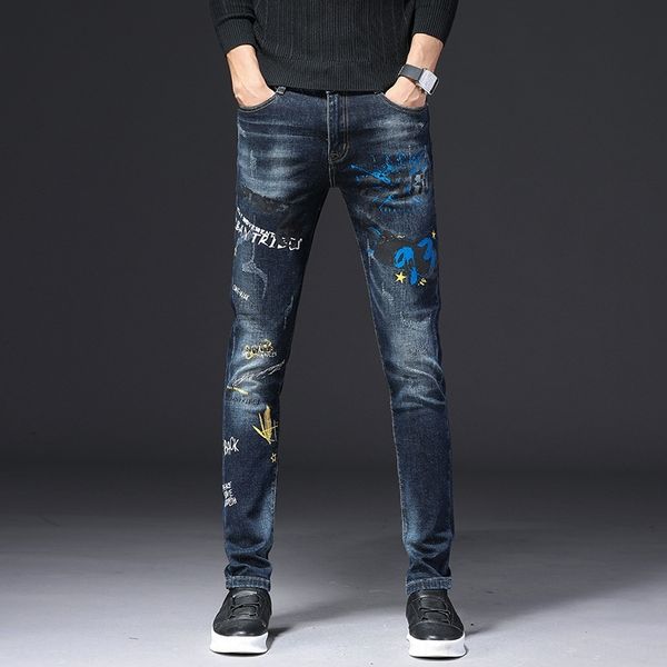 w1zjr autumn winter jeans men's trendy 2019 korean elastic printed long pants jeans jeanstrousers and jeanstrendy brand style slim fit, Blue
w1zjr autumn winter jeans men's trendy 2019 korean elastic printed long pants jeans jeanstrousers and jeanstrendy brand style slim fit, Blue