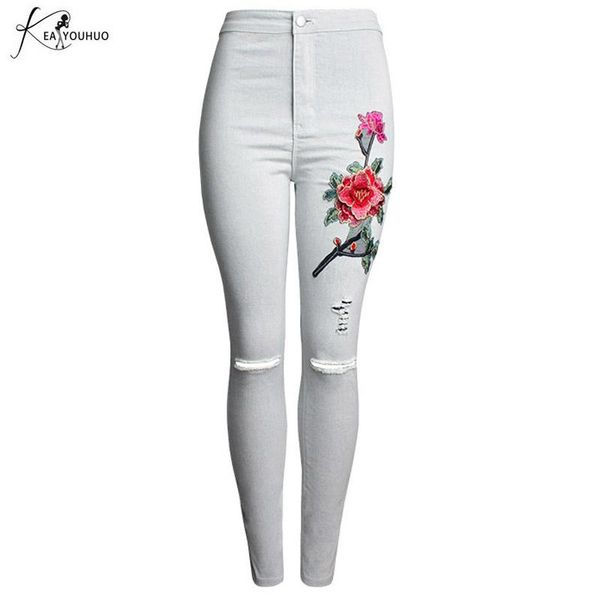 2021 ladies rose embroidery ripped jeans for women high waist mom jeans skinny woman black pants vintage denim pants femme, Blue
2021 ladies rose embroidery ripped jeans for women high waist mom jeans skinny woman black pants vintage denim pants femme, Blue