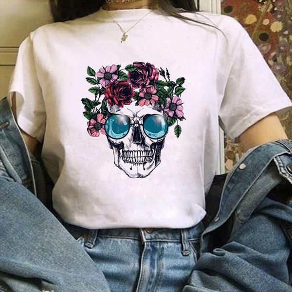 women vintage style fashion a skull full of flowers print funny t shirt women vogue princess short t shirt, White
women vintage style fashion a skull full of flowers print funny t shirt women vogue princess short t shirt, White