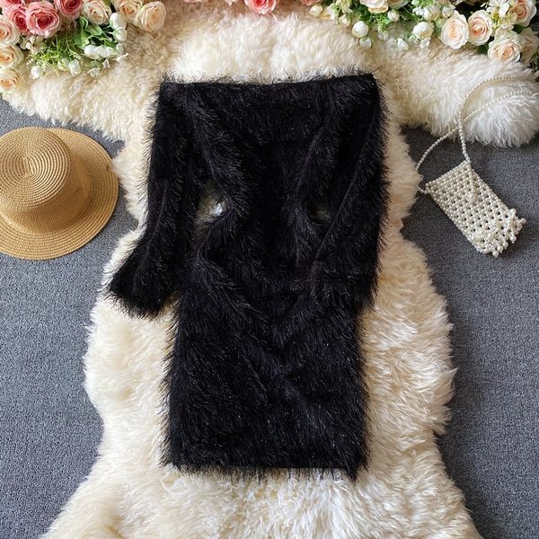 2021 new one shoulder strapless plush fashion temperament ladies dress skirt t7wa, Black;gray
2021 new one shoulder strapless plush fashion temperament ladies dress skirt t7wa, Black;gray