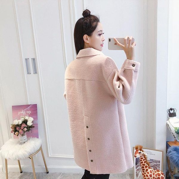2019 women lamb fur coat full sleeve turn-down collar with single breasted button casual warm autumn winter solid pocket jacket1, Black
2019 women lamb fur coat full sleeve turn-down collar with single breasted button casual warm autumn winter solid pocket jacket1, Black