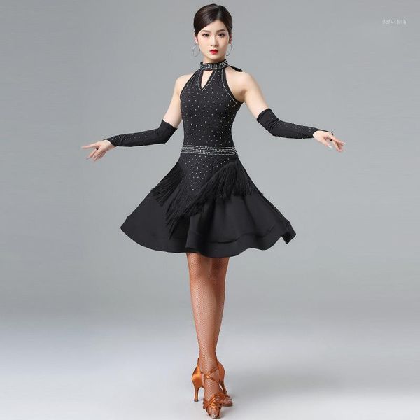 modern ballroom latin dance dress tassel fringe salsa tango dance wear black performance stage wear1, Black;red
modern ballroom latin dance dress tassel fringe salsa tango dance wear black performance stage wear1, Black;red