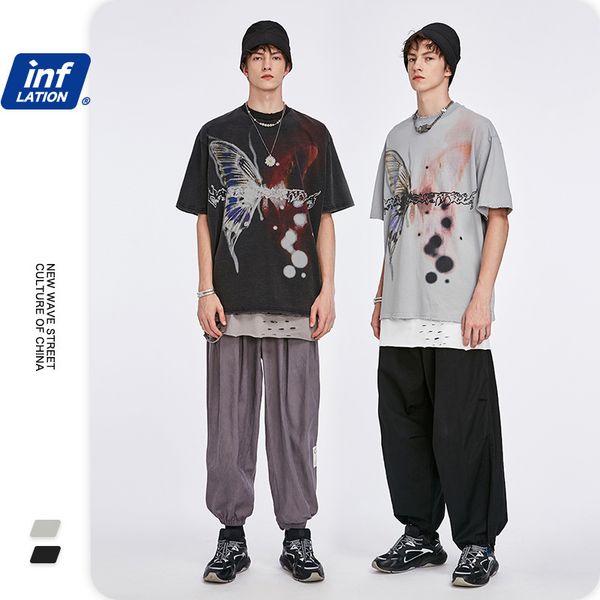 inf men's clothing - 2020 spring and summer new fashion hand painted abstract butterfly loose hole short sleeve t-shirt for men, White
inf men's clothing - 2020 spring and summer new fashion hand painted abstract butterfly loose hole short sleeve t-shirt for men, White