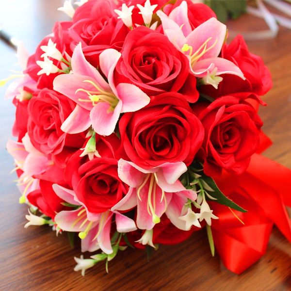 white red bridal bouquets round wedding flowers artificial lilies roses de mariage handmade brooch wedding party decoration
white red bridal bouquets round wedding flowers artificial lilies roses de mariage handmade brooch wedding party decoration