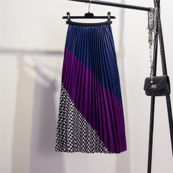 2019 spring summer new contrast color mosaic plaid stripe big swing pleated long maxi skirt women faldas mujer moda jupe femme1, Black
2019 spring summer new contrast color mosaic plaid stripe big swing pleated long maxi skirt women faldas mujer moda jupe femme1, Black