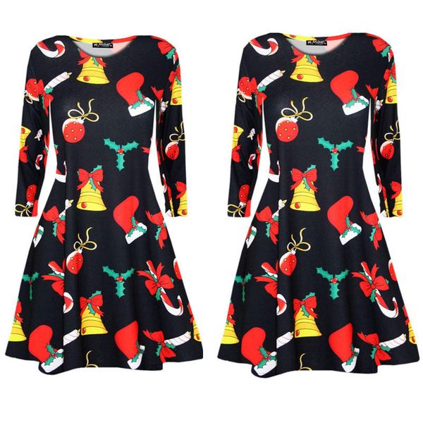 women leisure christmas bell printed round neck high waist long sleeve slim winter soft bottming dresses, Black;gray
women leisure christmas bell printed round neck high waist long sleeve slim winter soft bottming dresses, Black;gray