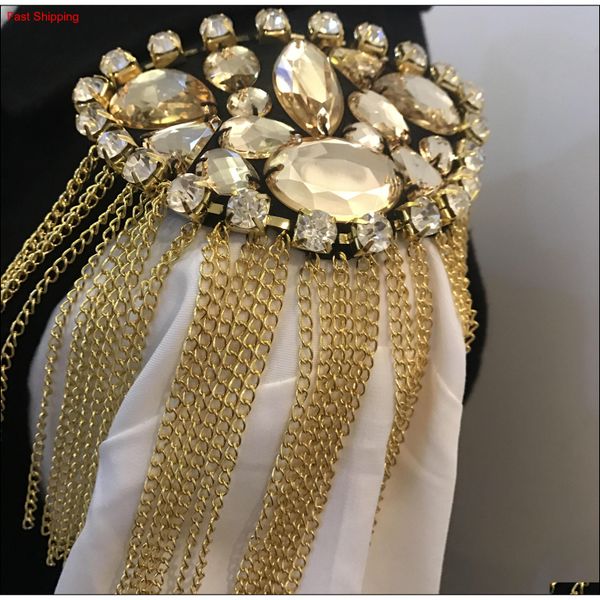 handmade gold color rhinestone tassel epaulette/epaulet/pin badge charreteras/kpop vintage fashion w qylsri bdehome, Silver 
handmade gold color rhinestone tassel epaulette/epaulet/pin badge charreteras/kpop vintage fashion w qylsri bdehome, Silver