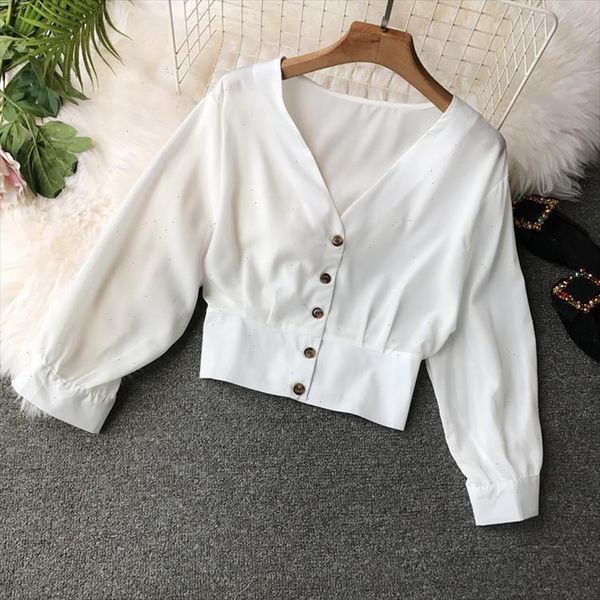 white shirt new korean summer autumn long sleeved chiffon shirt v neck chic short crop d094
white shirt new korean summer autumn long sleeved chiffon shirt v neck chic short crop d094