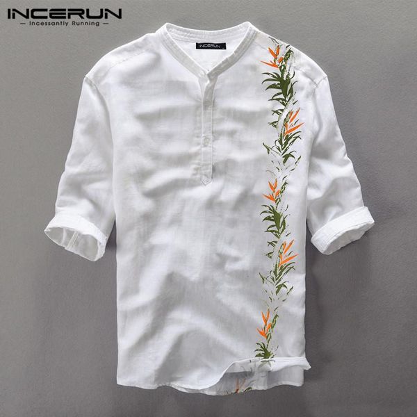 men's casual shirts incerun summer printed shirt men cotton half sleeve 2021 stand collar blouse retro breathable streetwear s-3xl, White;black
men's casual shirts incerun summer printed shirt men cotton half sleeve 2021 stand collar blouse retro breathable streetwear s-3xl, White;black