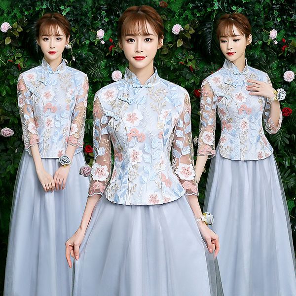 new chinese style elegant embroidery pink blue cocktail dresses robe coctail party elegant coktail dress, White;pink
new chinese style elegant embroidery pink blue cocktail dresses robe coctail party elegant coktail dress, White;pink