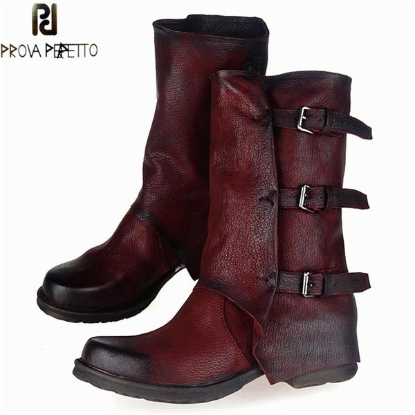 prova perfetto new style handsome genuine leather do old buckle knight boot neutral flat square toe solid zipper-side mid boots, Black
prova perfetto new style handsome genuine leather do old buckle knight boot neutral flat square toe solid zipper-side mid boots, Black