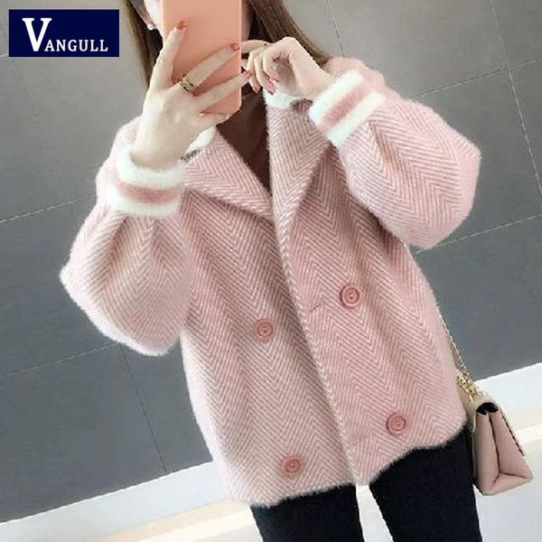 vangull winter women striped jackets double breasted lantern sleeve thick cardigan coat 2019 autumn loose short jacket outerwearx1016, Black;brown
vangull winter women striped jackets double breasted lantern sleeve thick cardigan coat 2019 autumn loose short jacket outerwearx1016, Black;brown