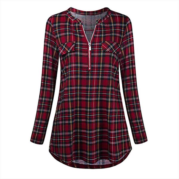 womens casual rolled sleeve zipped v neck plaid printed shirt tunic blouse harajuku plaid print button shirts feminina 2020, White
womens casual rolled sleeve zipped v neck plaid printed shirt tunic blouse harajuku plaid print button shirts feminina 2020, White