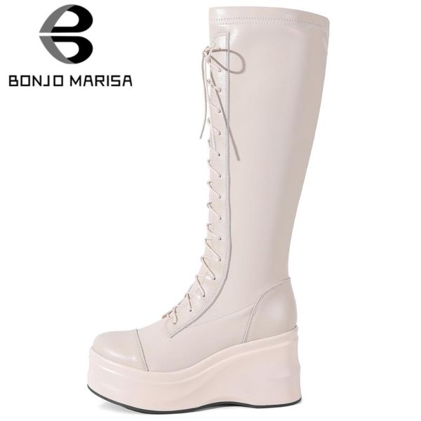 boots bonjomarisa genuine leather ladies platform mid calf lace up wegdes brand designer women stylish shoes woman, Black
boots bonjomarisa genuine leather ladies platform mid calf lace up wegdes brand designer women stylish shoes woman, Black