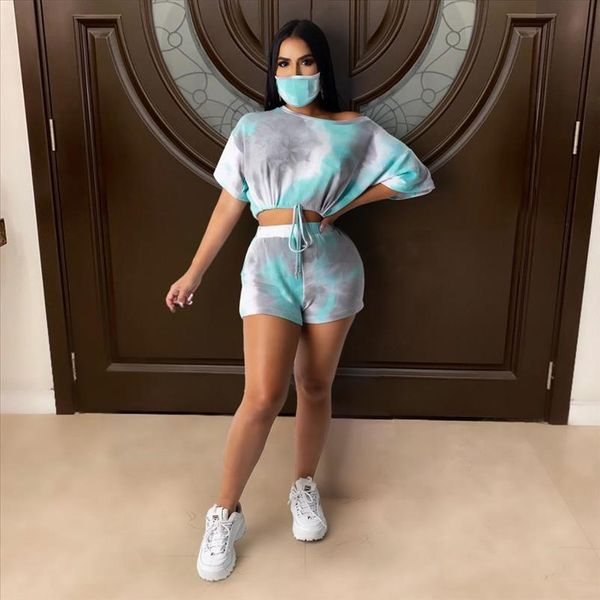 print women tracksuits two pieces set short sleeve crop short pants tie dye skinny sports suit casual outdoor wear, Gray
print women tracksuits two pieces set short sleeve crop short pants tie dye skinny sports suit casual outdoor wear, Gray