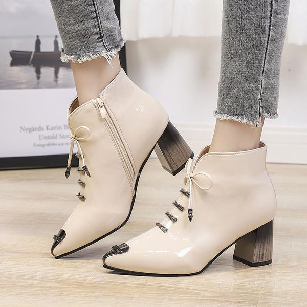 boots patent leather thick heel ankle women pointed toe short winter wood high heels black beige1
boots patent leather thick heel ankle women pointed toe short winter wood high heels black beige1