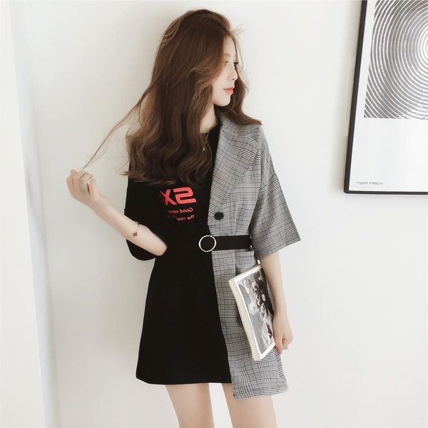 summer women's net red fake two pieces of short sleeve upper garment medium long letter t-shirt skirt design sense small base coat
summer women's net red fake two pieces of short sleeve upper garment medium long letter t-shirt skirt design sense small base coat