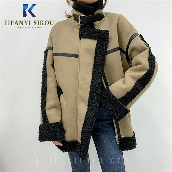 women's leather & faux winter women suede jacket 2021 fashion thick warm lambswool coat female loose motorcycle jackets outerwear, Black
women's leather & faux winter women suede jacket 2021 fashion thick warm lambswool coat female loose motorcycle jackets outerwear, Black