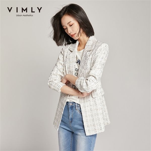 vimly women blazers business casual turn down collar single button vintage tweed jacket veste femme f3762 y201026, White;black
vimly women blazers business casual turn down collar single button vintage tweed jacket veste femme f3762 y201026, White;black