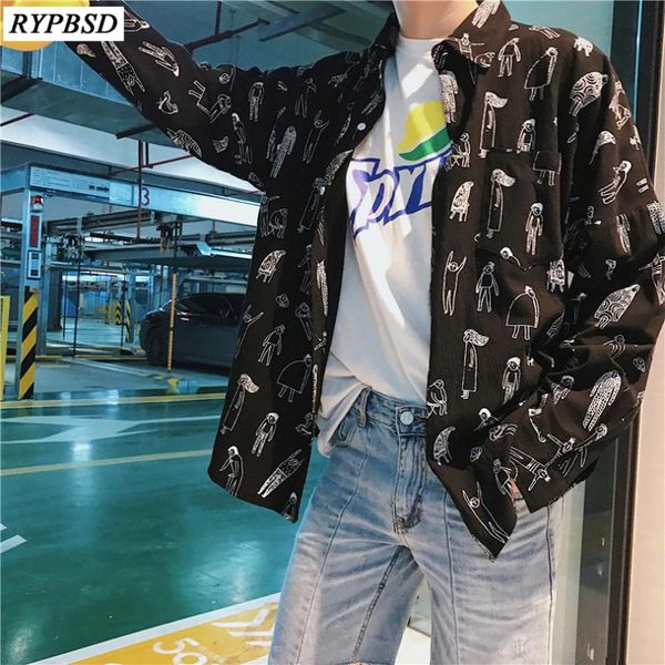men's casual shirts harajuku oversize men turn down collar fashion korean print hip hop streetwear loose couple shirt male, White;black
men's casual shirts harajuku oversize men turn down collar fashion korean print hip hop streetwear loose couple shirt male, White;black