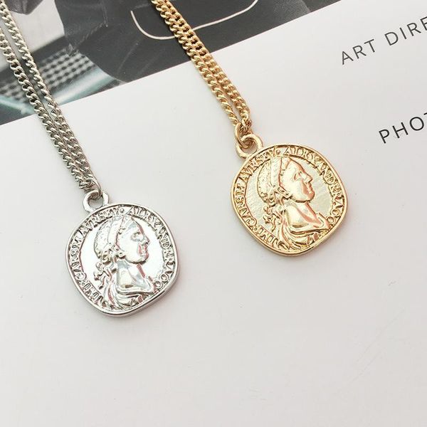 pendant necklaces womens stainless steel elizabeth queen fation british engraved special coin disc round circle necklace, Silver
pendant necklaces womens stainless steel elizabeth queen fation british engraved special coin disc round circle necklace, Silver