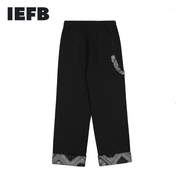 iefb men's casual pants causal straight tube cashew flower print patchwork string elastic waist wide leg workwear trousers y53371, Black 
iefb men's casual pants causal straight tube cashew flower print patchwork string elastic waist wide leg workwear trousers y53371, Black