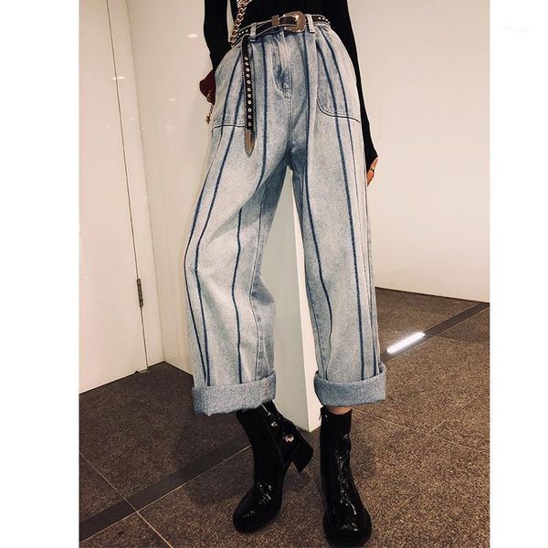 2021 spring autumn new product fashion korean style vertical stripe jeans vertical stripes straight-leg jeans with belt y1851, Blue
2021 spring autumn new product fashion korean style vertical stripe jeans vertical stripes straight-leg jeans with belt y1851, Blue