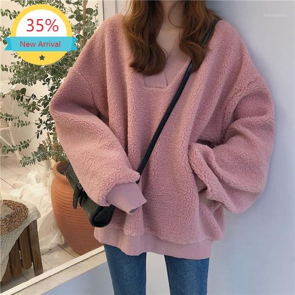 faux soft lambswool solid pink khaki loose sweatshirt pullover hoodies korea women v-neck winter plus fleece warm thick1, Black
faux soft lambswool solid pink khaki loose sweatshirt pullover hoodies korea women v-neck winter plus fleece warm thick1, Black