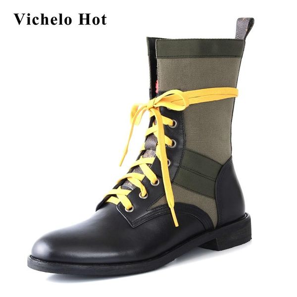 boots vichelo natural leather mixed colors round toe thick low heel lace up british preppy style mid-calf l46, Black
boots vichelo natural leather mixed colors round toe thick low heel lace up british preppy style mid-calf l46, Black