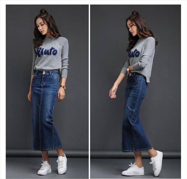 new fashion women skirts women fashion denim long skirts back split drop shipping high quality, Black
new fashion women skirts women fashion denim long skirts back split drop shipping high quality, Black