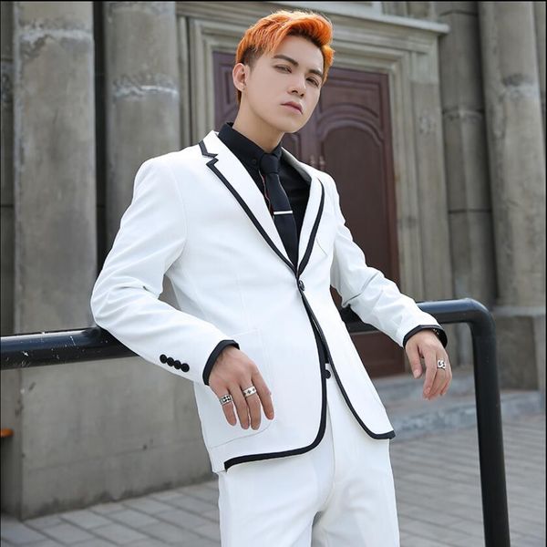 2020 men's thin british wind dressed as a one-of-a-kind wedding dress breasted suit two-piece disco singer spring and summer t5h3, White;black
2020 men's thin british wind dressed as a one-of-a-kind wedding dress breasted suit two-piece disco singer spring and summer t5h3, White;black
