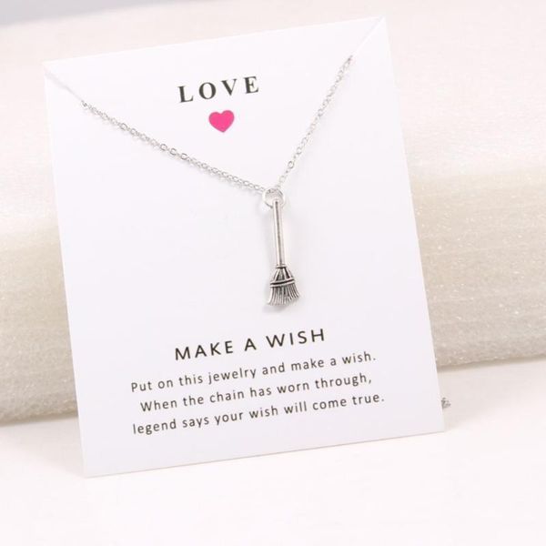 simple witch pendant short chain choker necklace for women silver wish necklace with card jewelry as gift1
simple witch pendant short chain choker necklace for women silver wish necklace with card jewelry as gift1