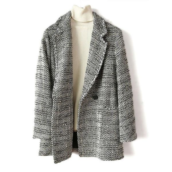 women's wool & blends french style plaid tweed loose double-breasted suit collar woolen coat women 2021 autumn and winter casual fashio, Black
women's wool & blends french style plaid tweed loose double-breasted suit collar woolen coat women 2021 autumn and winter casual fashio, Black