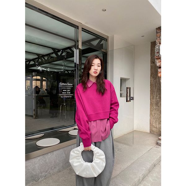 luckyyy solid color short sweater women's 2021 spring new korean version simple college style pullover, Black
luckyyy solid color short sweater women's 2021 spring new korean version simple college style pullover, Black
