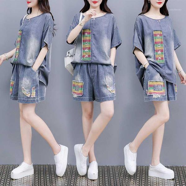 blue denim suit loose large size belly covering fat casual patch denim shorts set 2 piece set women summer clothes for women1, White
blue denim suit loose large size belly covering fat casual patch denim shorts set 2 piece set women summer clothes for women1, White