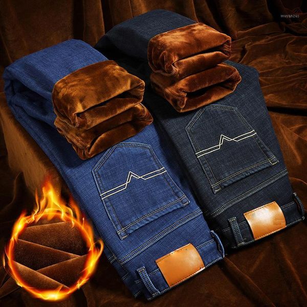 2020 new warm jeans men winter velvet fleece straight jean trousers flocking warm men's pants male1, Blue
2020 new warm jeans men winter velvet fleece straight jean trousers flocking warm men's pants male1, Blue