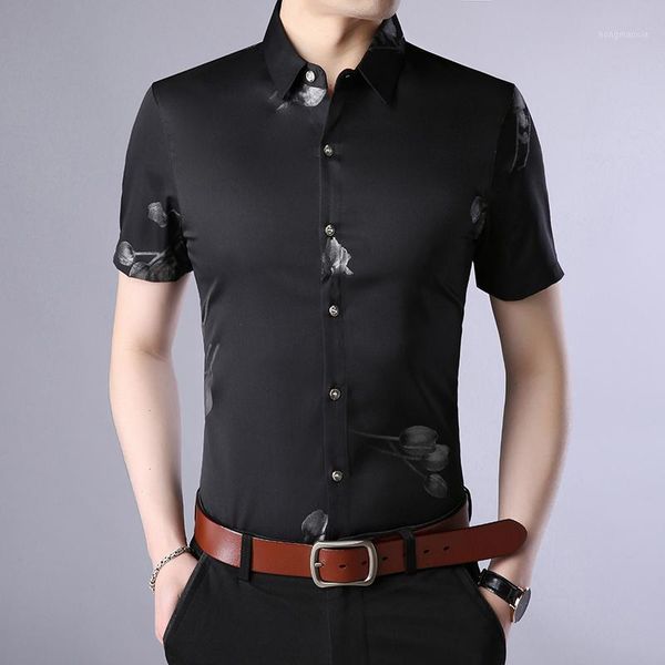 men lapel short-sleeved shirt men's clothing summer printed flowers slim shirts 12351, White;black
men lapel short-sleeved shirt men's clothing summer printed flowers slim shirts 12351, White;black