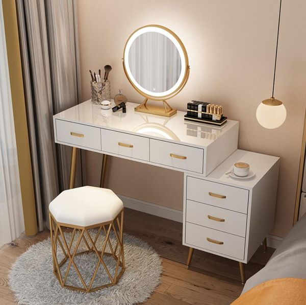 Nordic Dressing Table Multifunctional Bedside Storage Cabinet Integrated Bedroom Large Capacity Make-up Table Modern And Simple