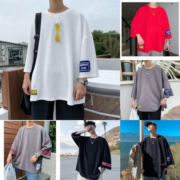 spring and autumn new 7 4 sleeve large new korean t- men's t- shirt shirtround neck loose half sleeve men's shirt ins lwmbn, Blue
spring and autumn new 7 4 sleeve large new korean t- men's t- shirt shirtround neck loose half sleeve men's shirt ins lwmbn, Blue